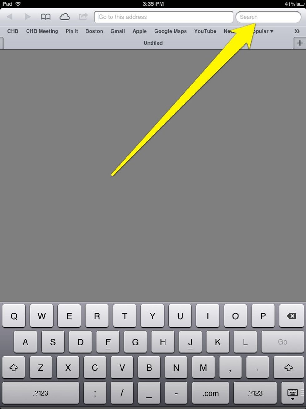 Enter the website you are looking for in the search bar. If you know the website address you can enter it in the address field.