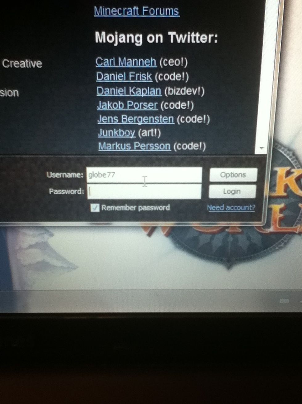 Enter your account and log in