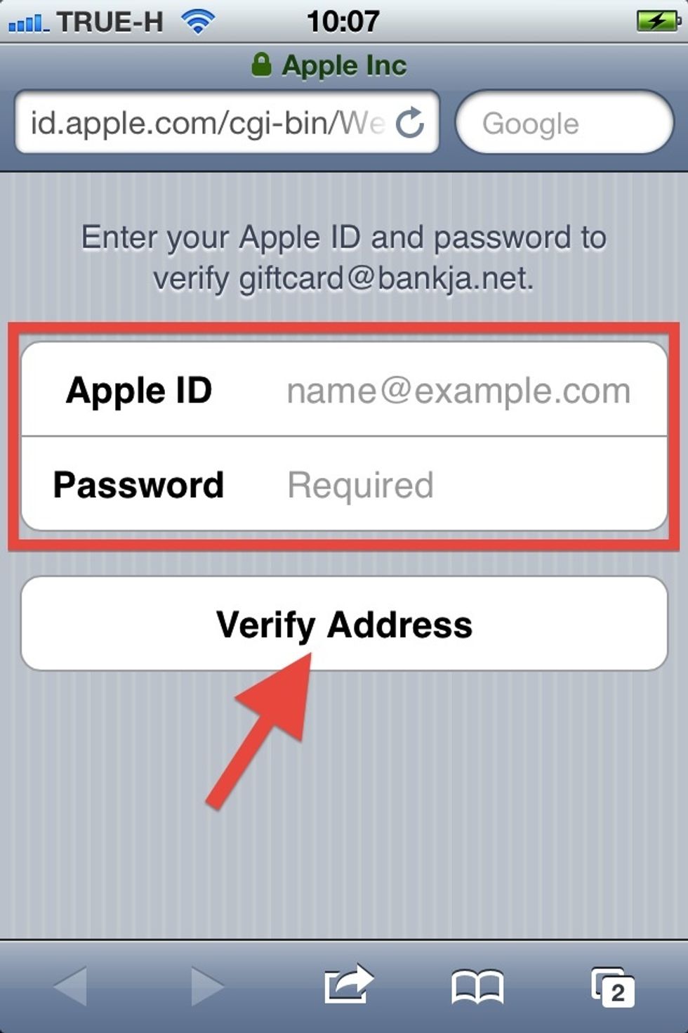 Enter your Apple ID (your email address) and your new password. Then tap on "Verify Address". Now, you get a new Apple ID. You can download applications from App Store.