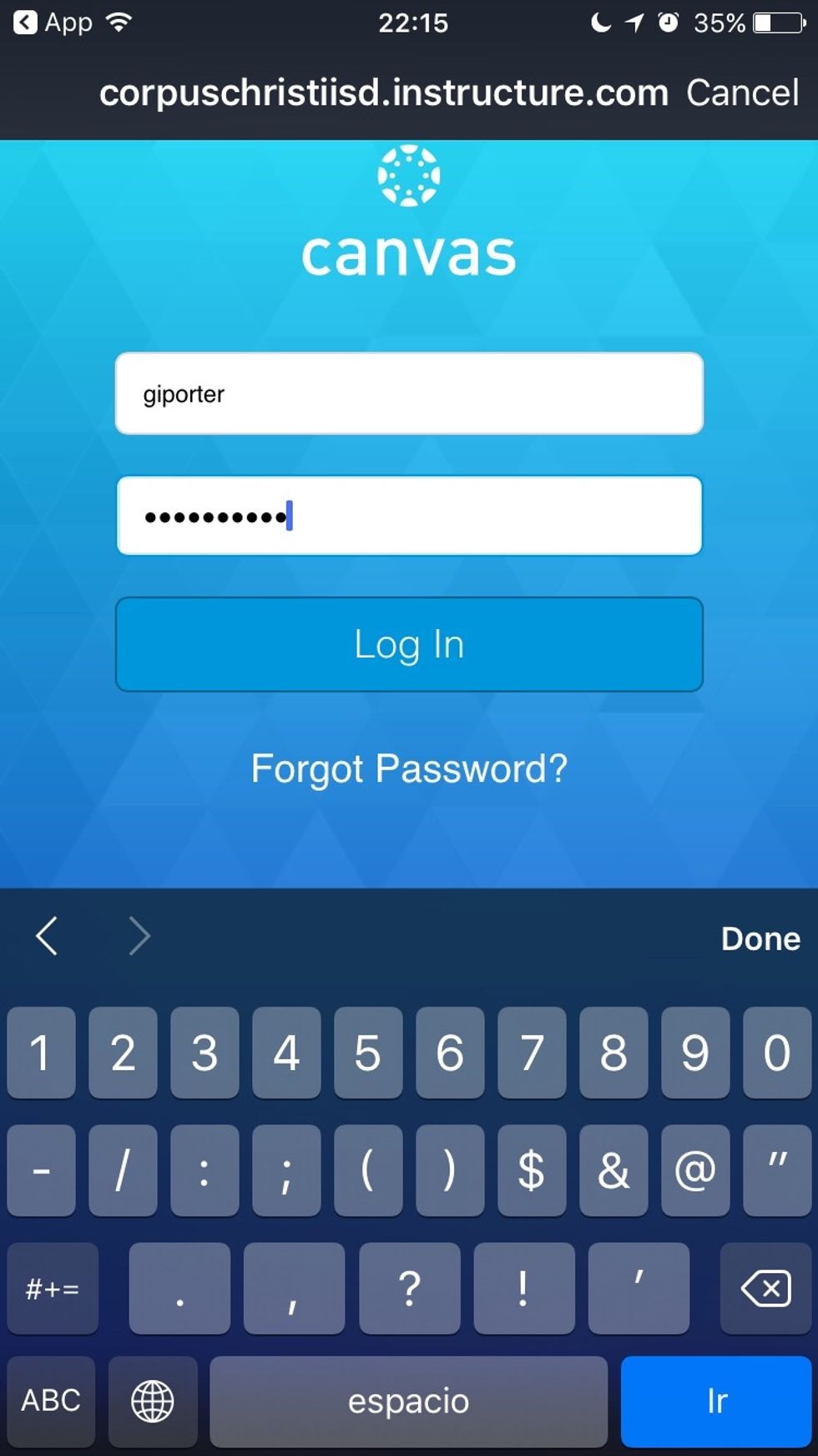 Enter your credentials as directed and click Enter on your keyboard.
