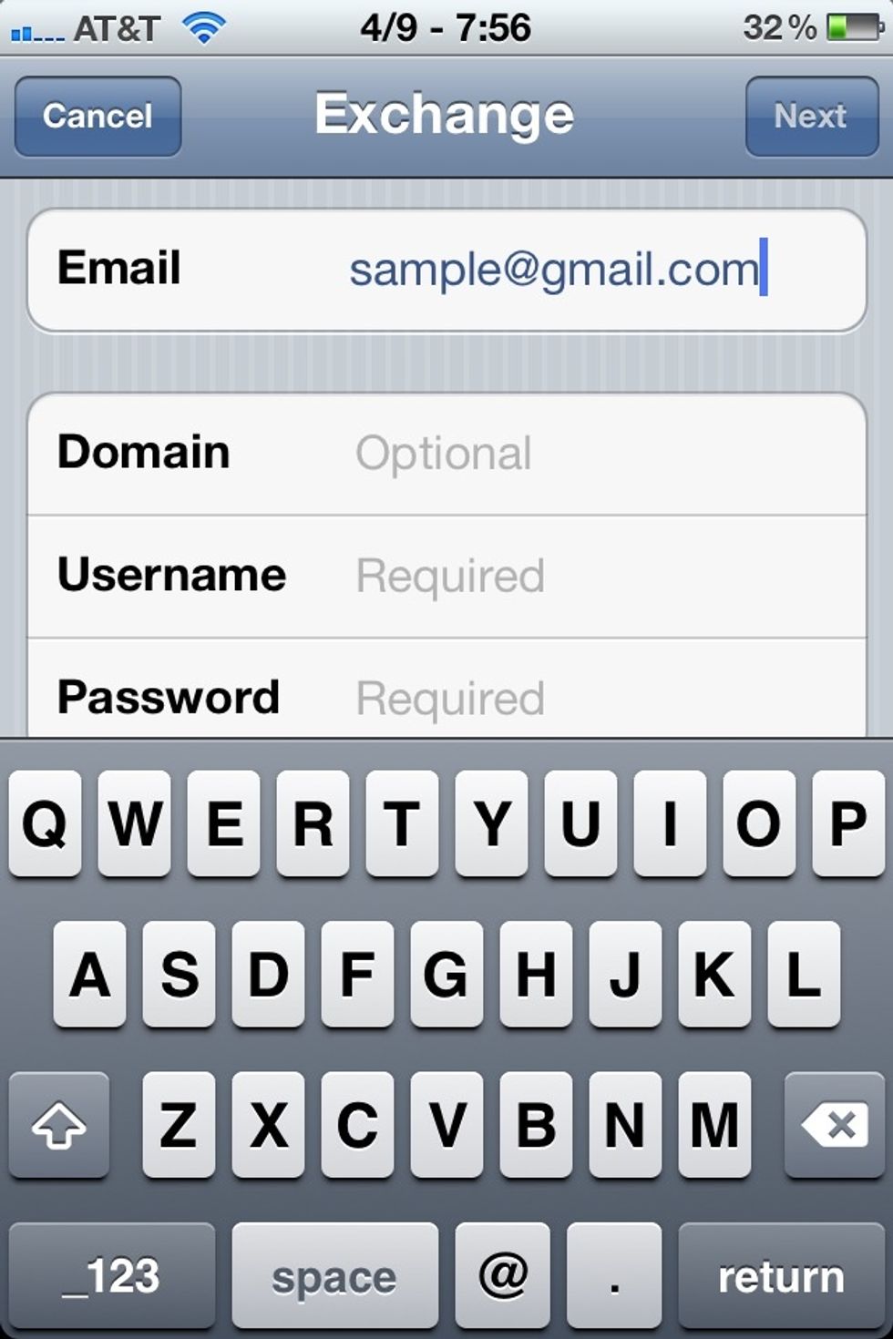 Enter your email address in the email field. This will either be a gmail.com address, or if you are a Google Apps user, it will be your normal email address, e.g. firstname@company.com.