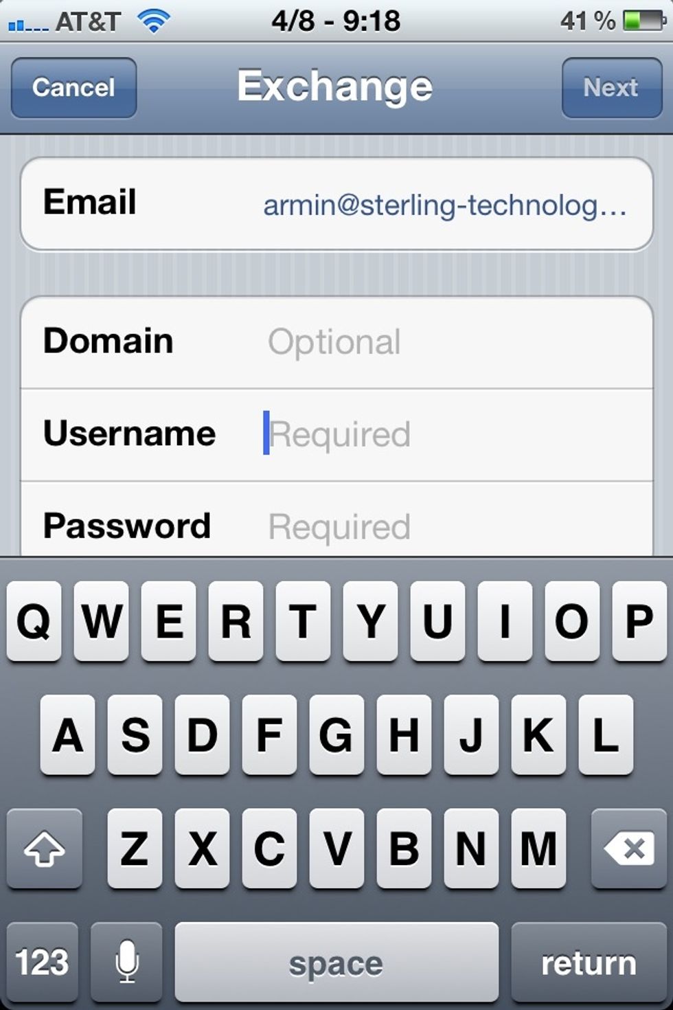 Enter your email address in the field labeled 'Email'
