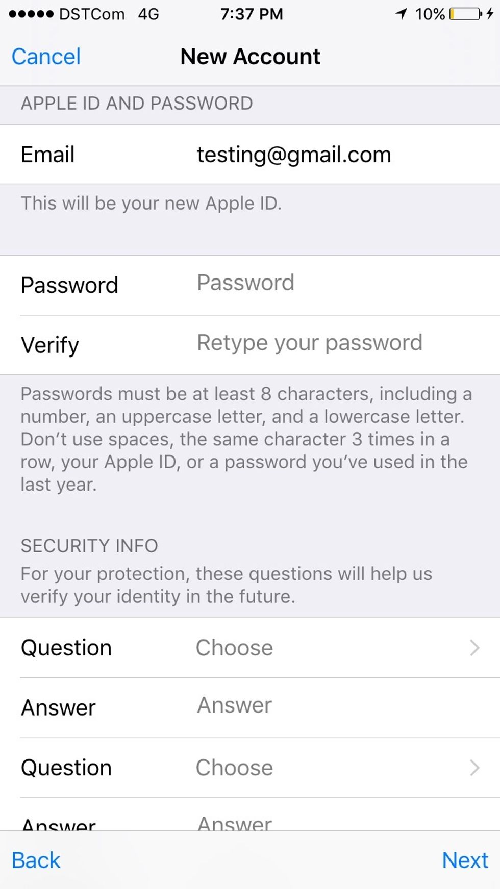 Enter your email address. Note: Make sure your email has not been used for iTunes account before