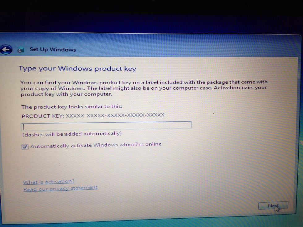Enter your product key here.