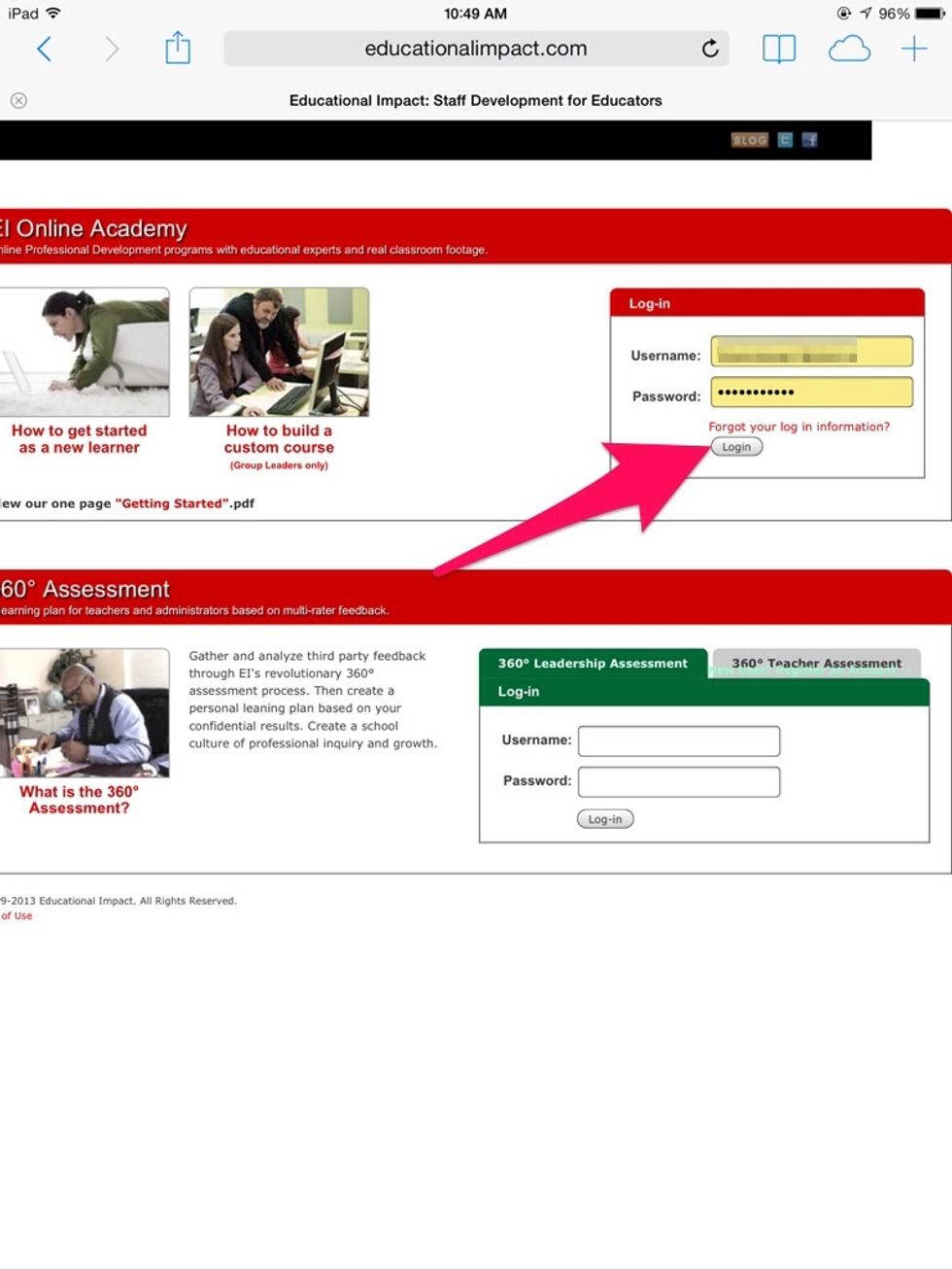 Enter your username and password. If you don't have one, let the group leader know.