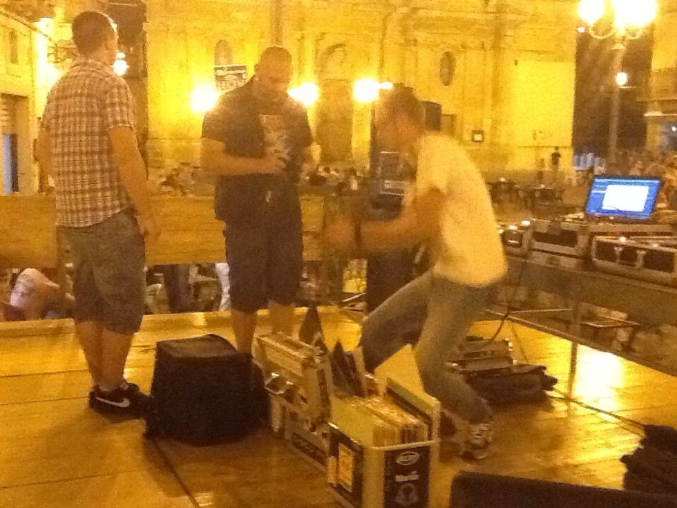 Entertainment in Piazza Garibaldi, the center of Agira.