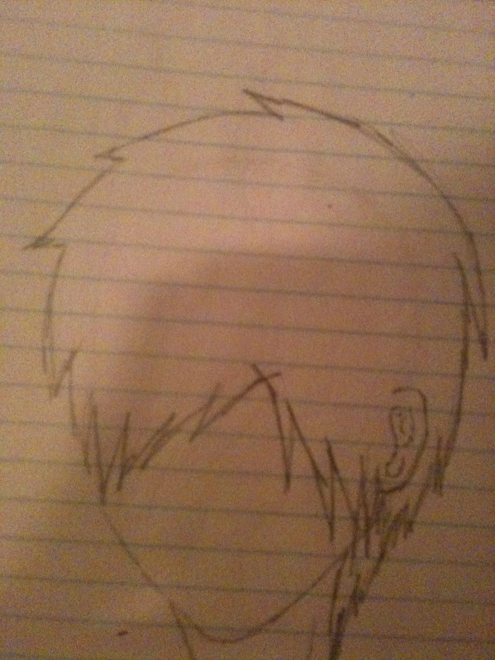 Erase anything within the hair except for the ear! Then darken the hair outline!