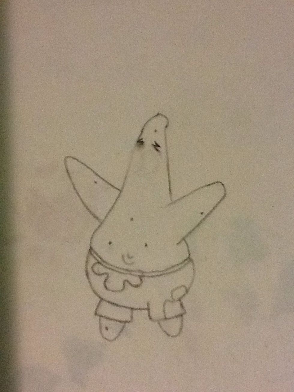 Erase part of his head and add eyebrows.