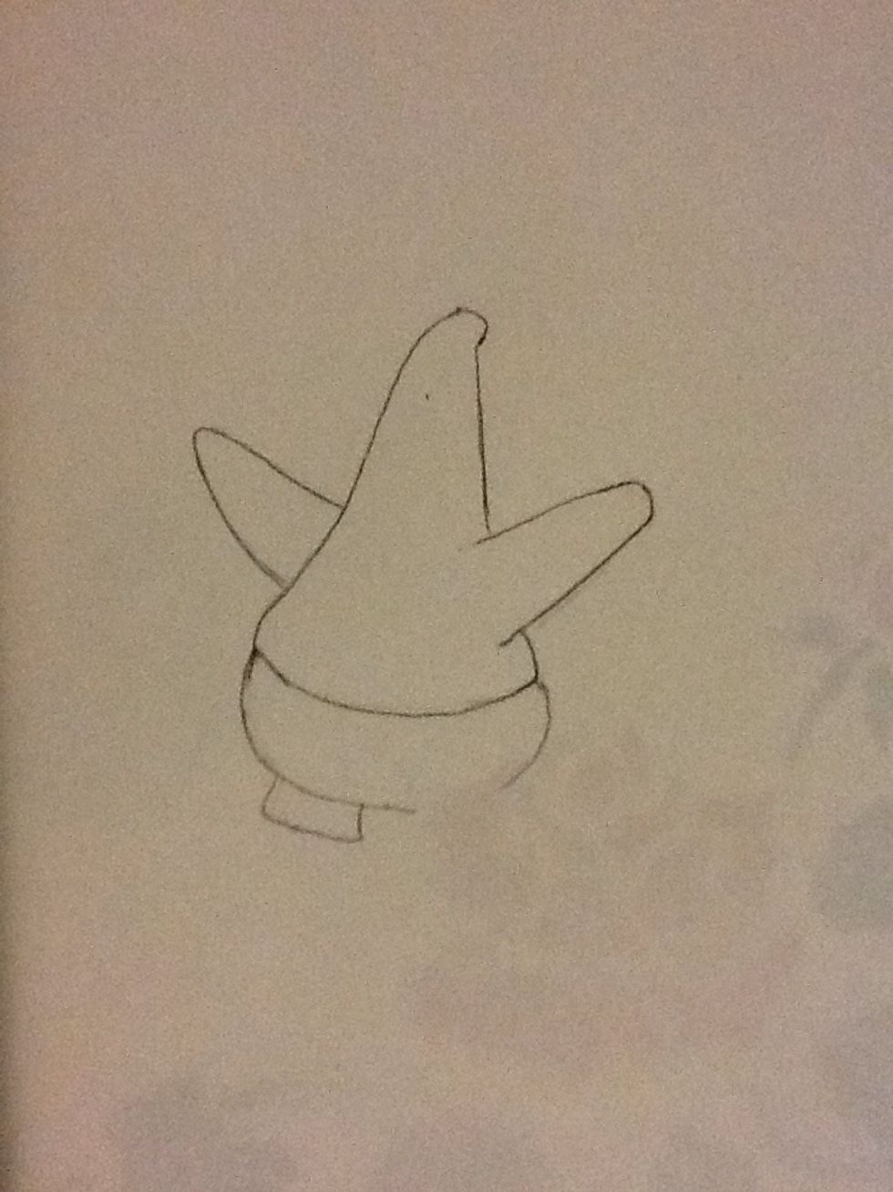 Erase part of his pants and add a pant leg.