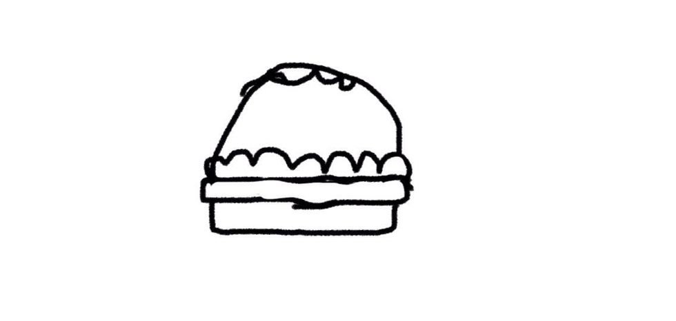 Erase some of the beginning parts then add three half circles at the top, the one closest to the middle has to be bigger