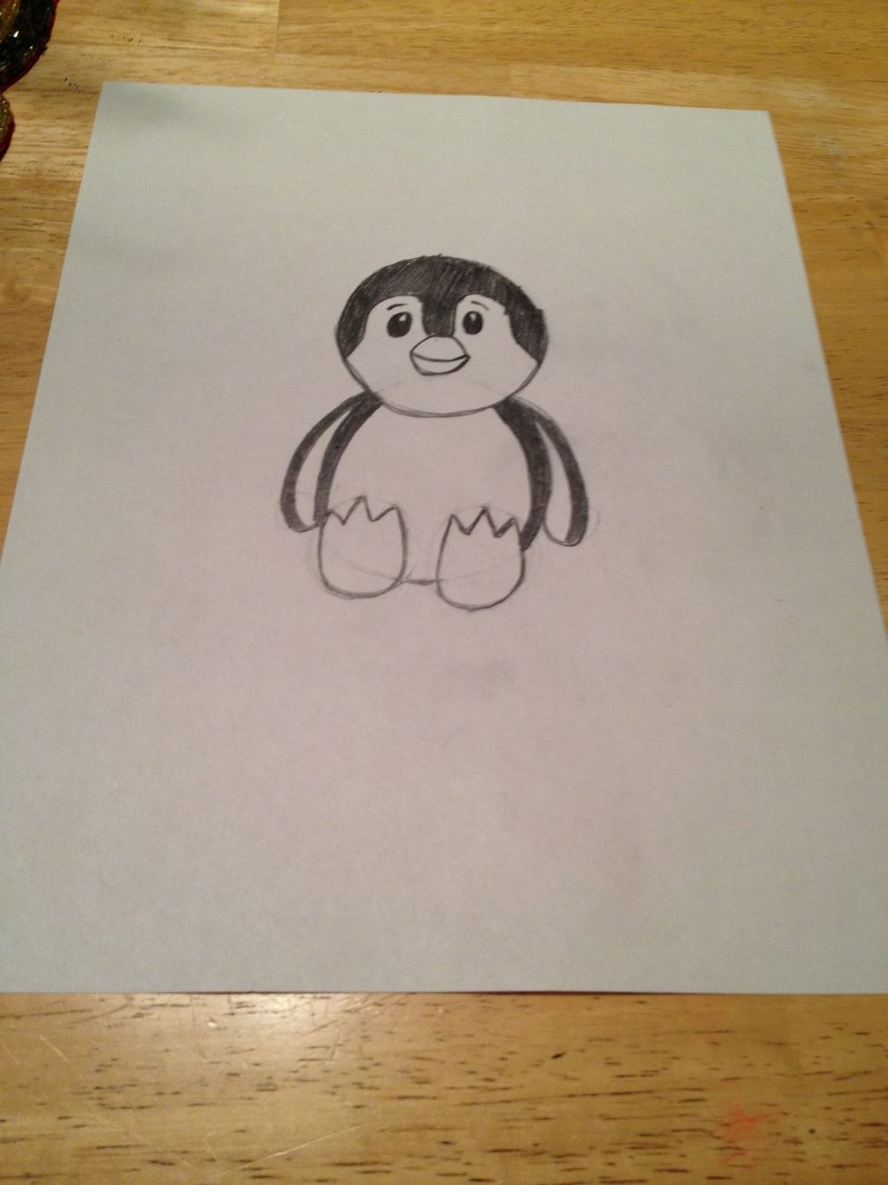 Erase the extra lines, draw the eyes and add in details.