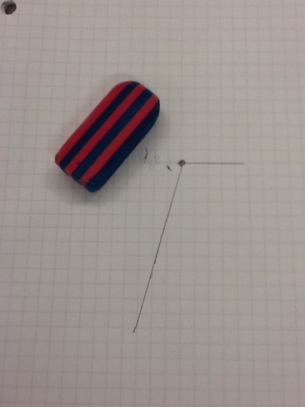 Erase the half of the line that is not part of 105 degree angle