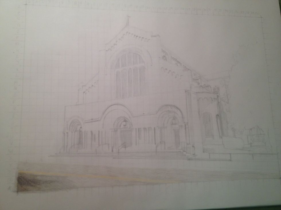 Erasing top right corner grid and bottom left grid and started coloring the road