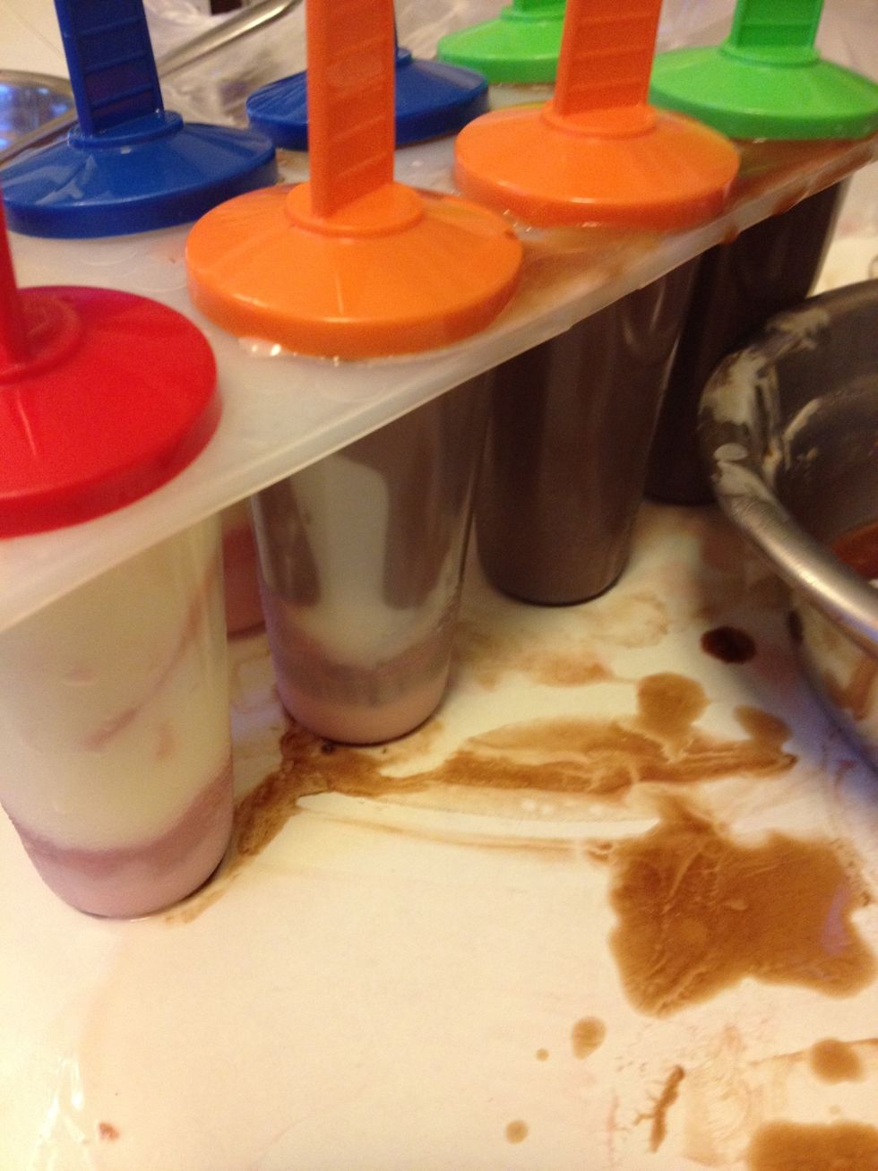 Err... I kind of ran out of sour cream mix so I used hot chocolate instead. From left to right we have: Strawberry and Cream, Napoleon, and two Strawberry Chocolates.