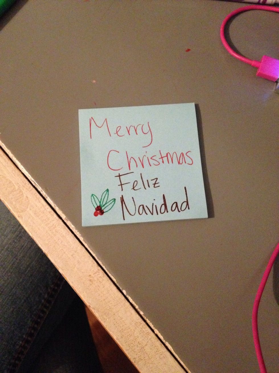 Escribe tu mensaje en tu sticky note. Write you message on your sticky note.