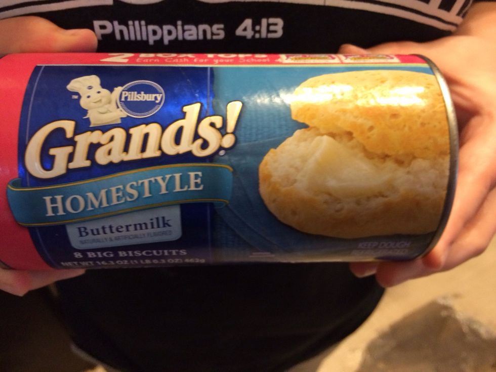 Ethan is using canned biscuits.