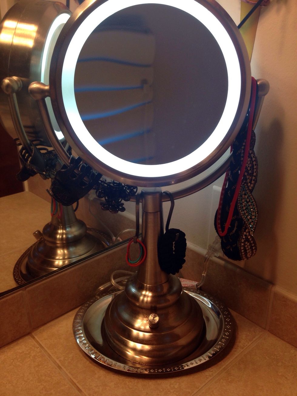 Even my magnifying mirror is busy holding my hair accessories \ud83d\ude05