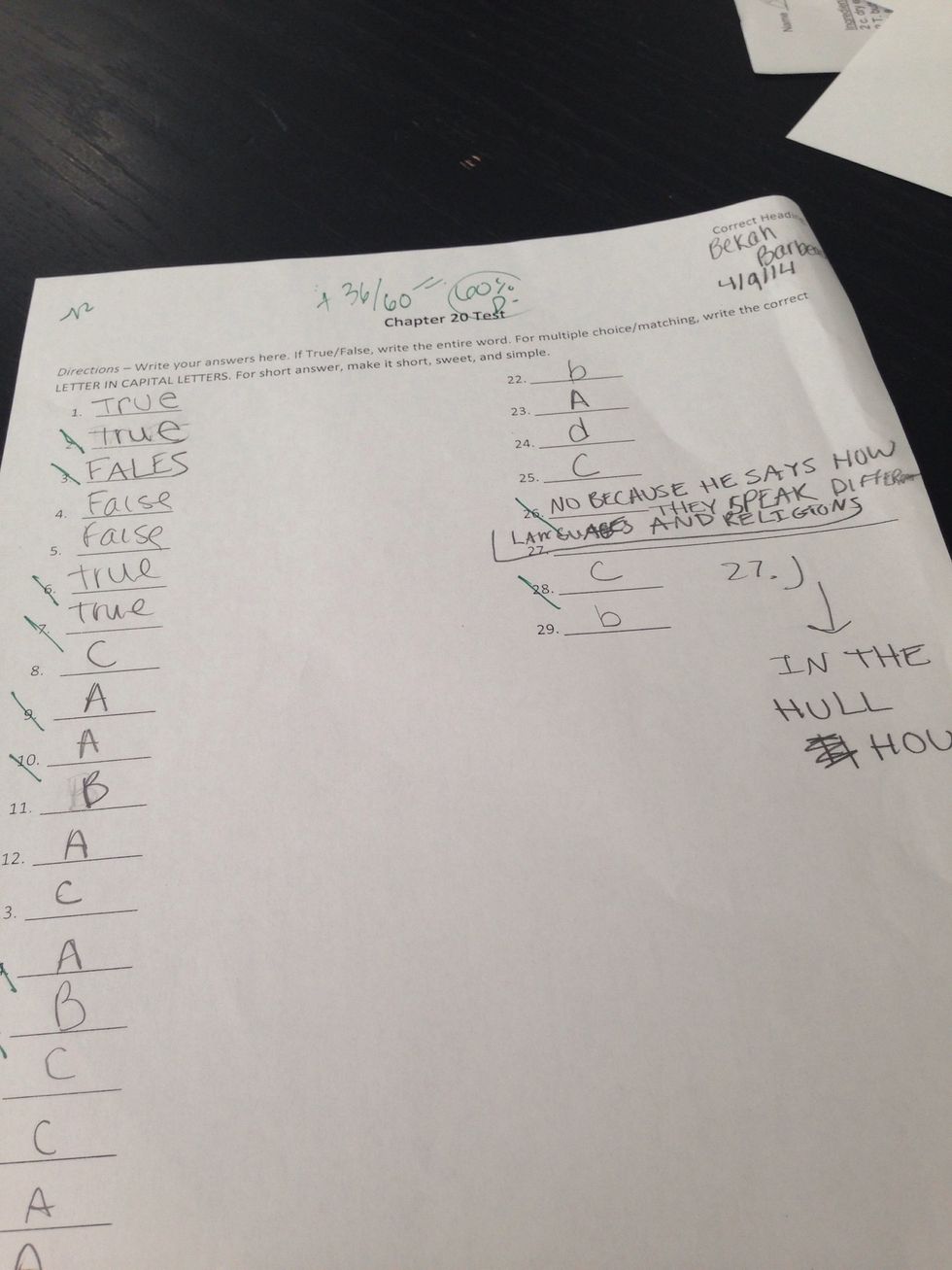 Even though this is a bad test grade it just makes me stronger because I can study more and get an A next time. My goals explain how want to pass college so it's a good example.