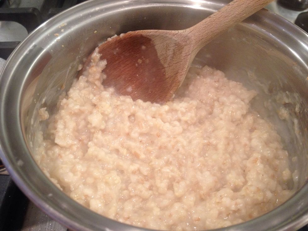 Even with just water the porridge will go fairly creamy. I then add my non dairy milk. Just enough to get the texture you like.