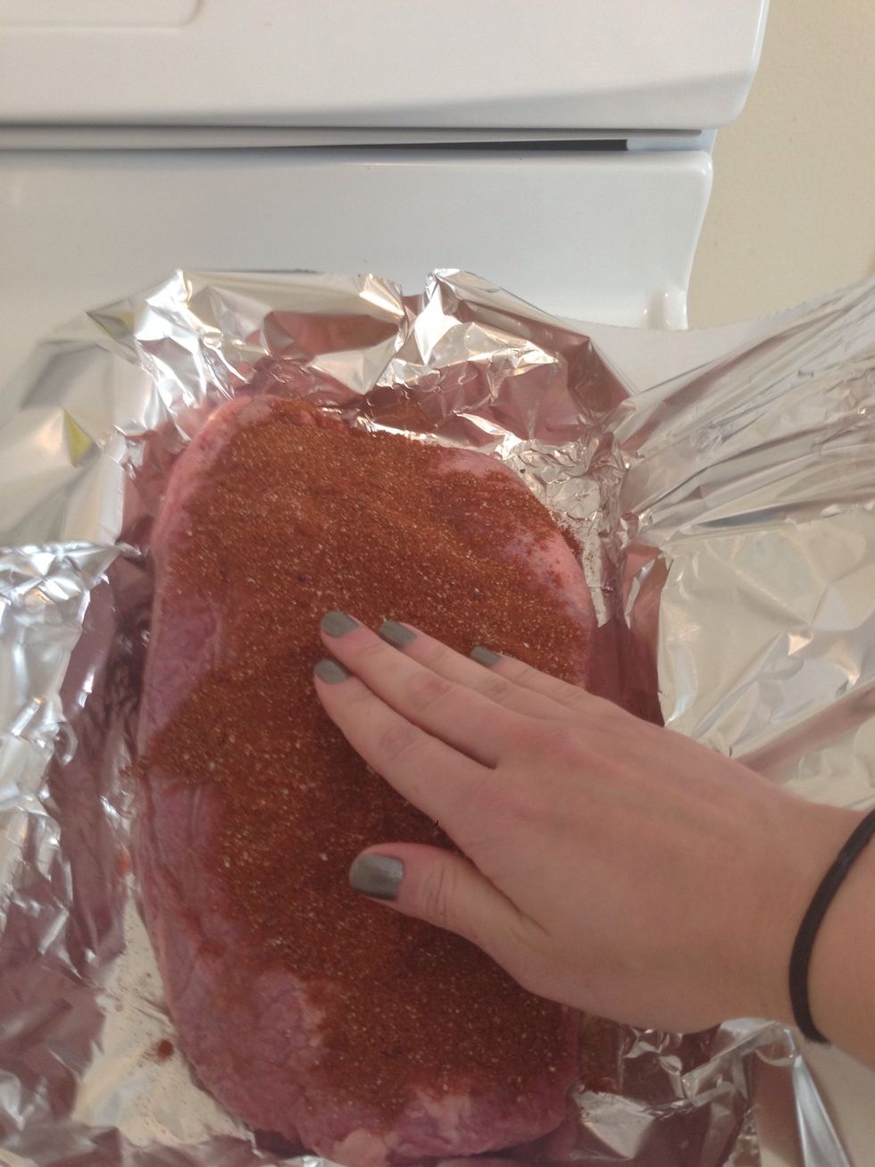 Evenly coat the top of the brisket.