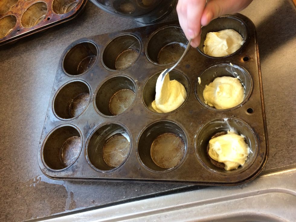 Evenly divide the batter into a greased cupcake tin. Bake for 20-25 minutes or until a toothpick comes clean when pressed in to the middle