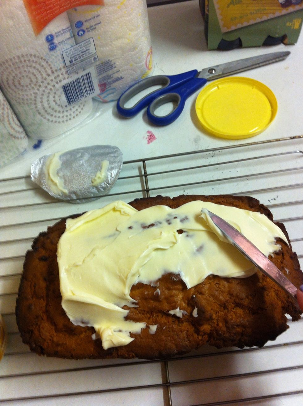 Evenly spread the icing over the cake