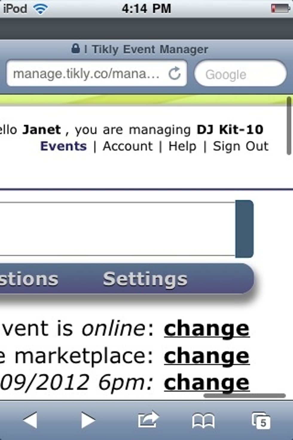 Events for each organization stay separate, and you can switch from one to another without logging out. Tikly even reminds you which organization you're currently managing at the top of the page.