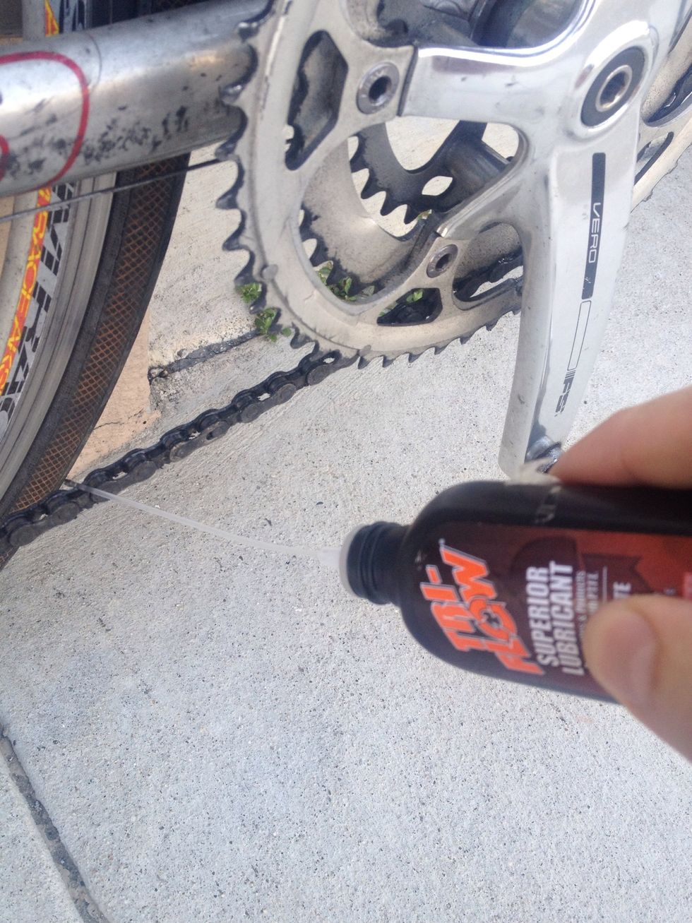 Every 100 miles or so, lube your chain by applying a single drop of lube on each link of the chain. This will reduce wear on your chain and improve performance.