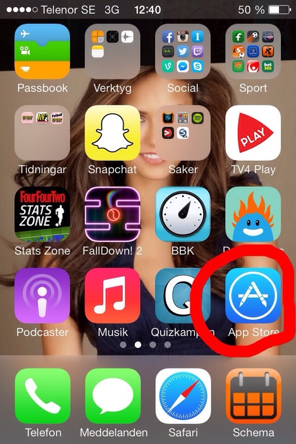 Every IPhone or IPad has App-store as an app. So, the first thing you do is to click at the App-store app.