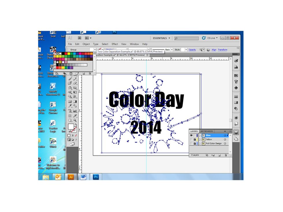 Everything in this layer that will be printed the color it is labeled should be changed to black. While everything that is not the labeled color should become white. Don't forget about stroke color.