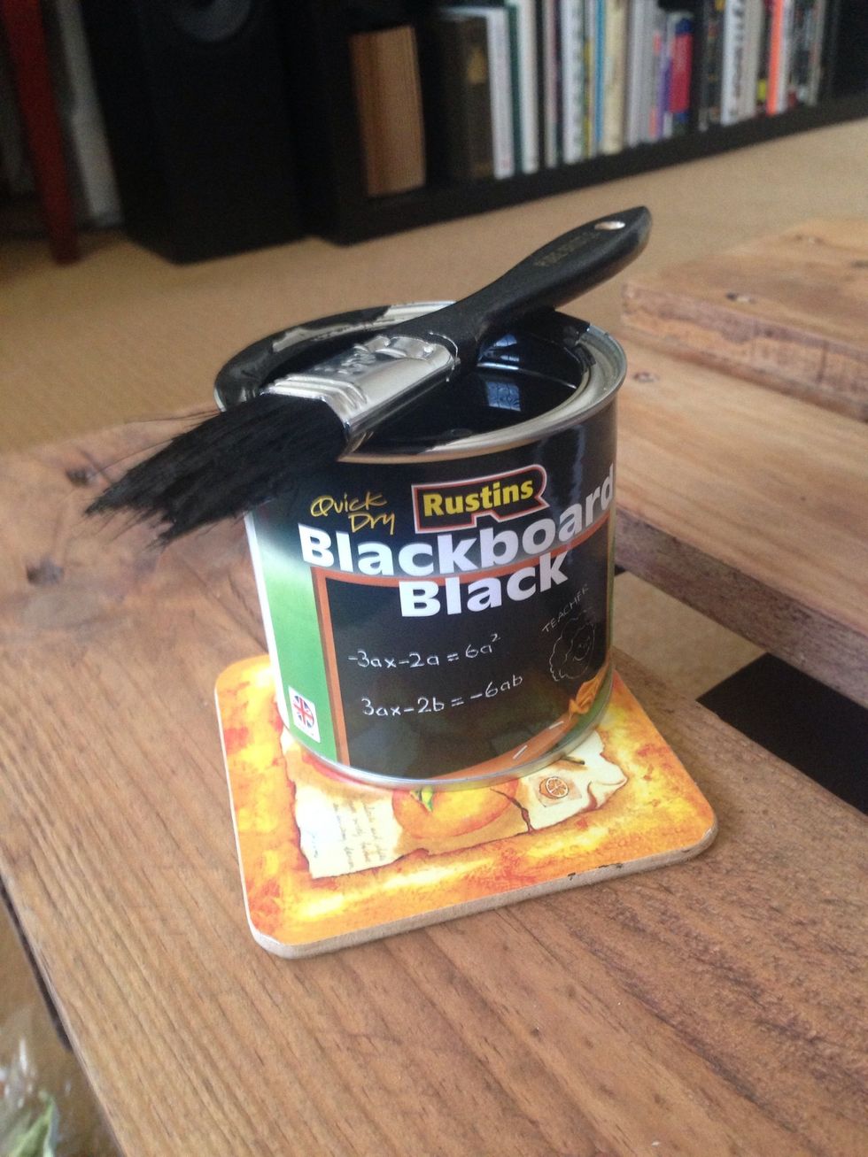 Everything you'll need to create your mini blackboard coaster.