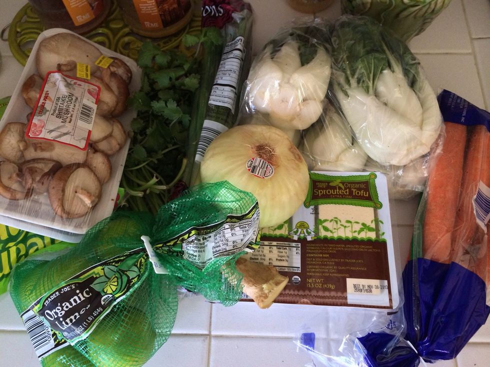 Everything you'll need (veggies) I like bok Choy in my pho!