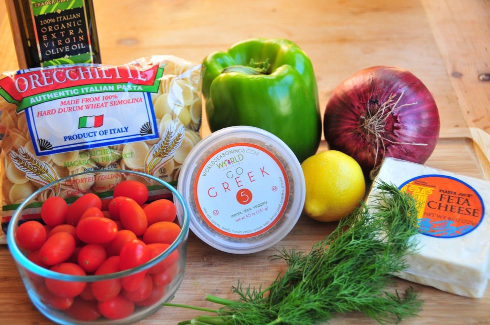 Everything you need. In this picture I used Orecchiette from Trader Joes. It was horrible. Usually they sell great products, but this pasta was horrible. I switched to De Cecco Farfalle. The best...