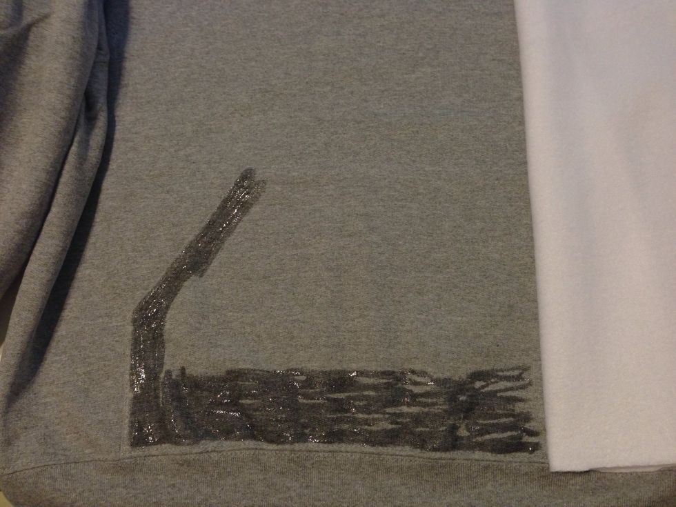 Example for the left side.  Remember in my nyan cat i said to not make blobs anywhere instead smooth them out with the tip of ur glue to make layers otherwise the glue could seep through.