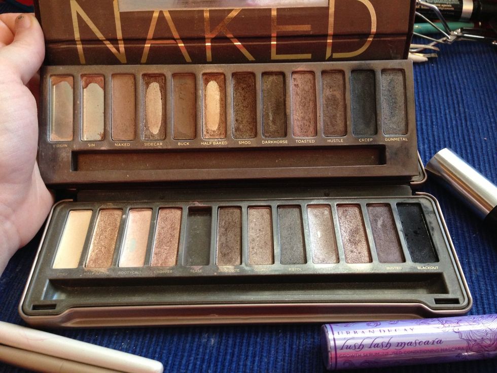 Excuse how messy my palettes are! The first Naked palette has warmer colors, and Naked 2 has cooler colors. I prefer Naked 2.