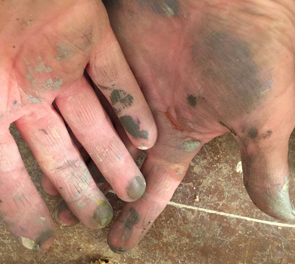 Expect to really \u201cget into it!\u201d One reason I prefer latex paint is it thins/washes with water. Finger tips are also use to paint with as well!