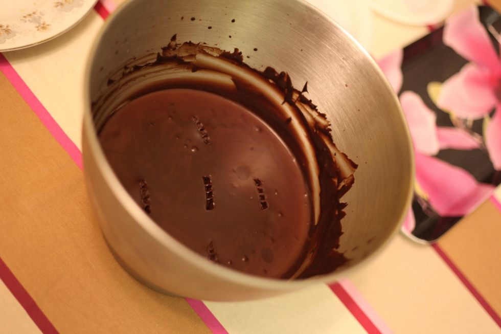 Experts say you should leave ganache in a dry cool place for 48 hours. Sorry experts, but I'm NOT leaving MY chocolate for 2 days! After 3 HOURS, prick the ganache with a fork to test firmness.