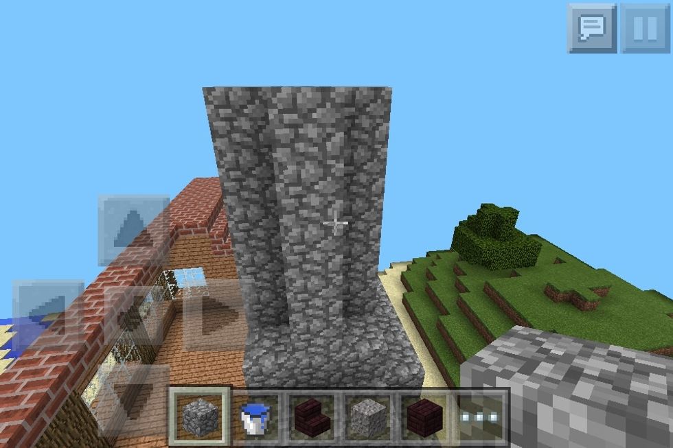Extend the tube by six blocks, cut off the corners.