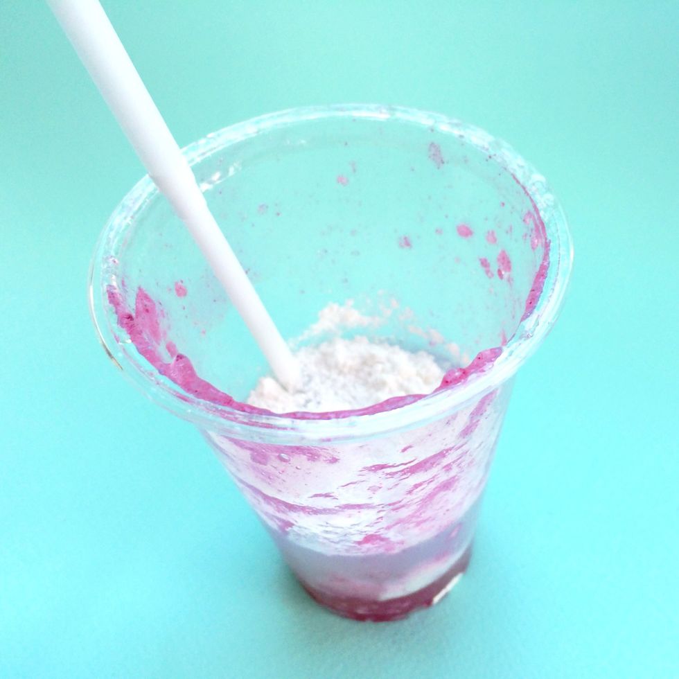 Extend your straw and stir to combine