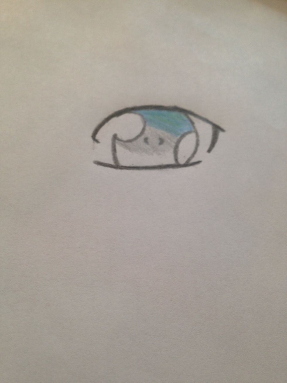 Extra step- Use your black color pencil and \u2022Darken the upper and lower part of the eye \u2022Darken the parenthesis \u2022Darken the long backwards C and oval \u2022 Shade the middle part of the eye lightly.