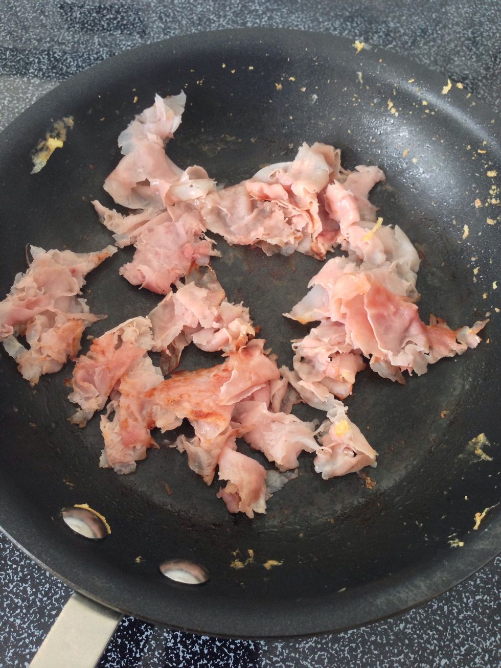 Extra!!! Throw some pulled ham in the pan while you still can. Remember to spray the pan again! I like to call these "Ham Bits".