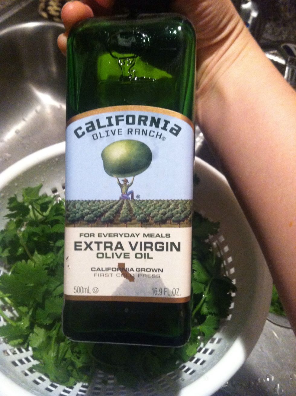 Extra virgin olive oil- a healthy dose of fat! I suggest two table spoons as a minimum for this recipie.