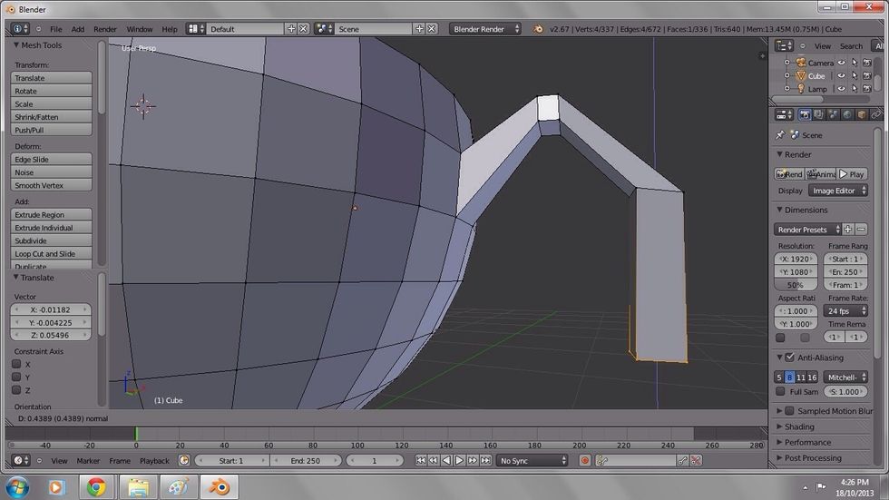 Extrude (shortcut E) downward.