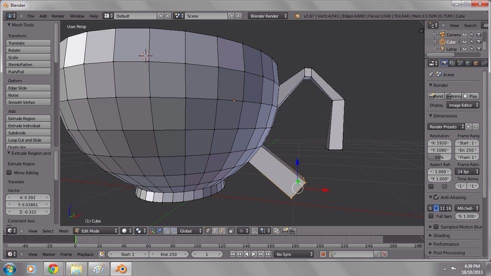 Extrude (shortcut E) outward.