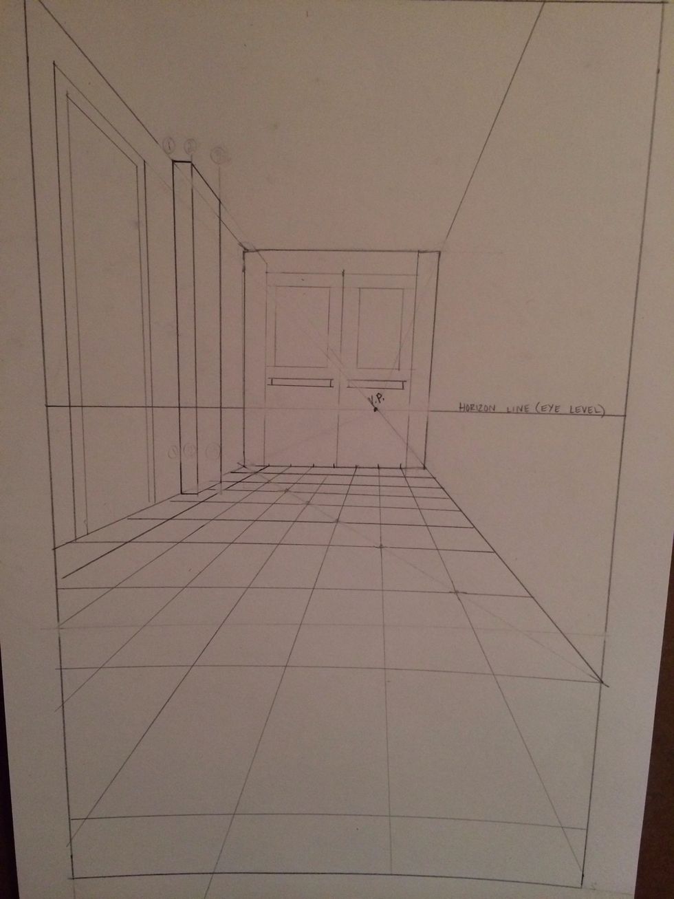 How to draw a hallway in 1-point perspective, part 3 - B+C Guides