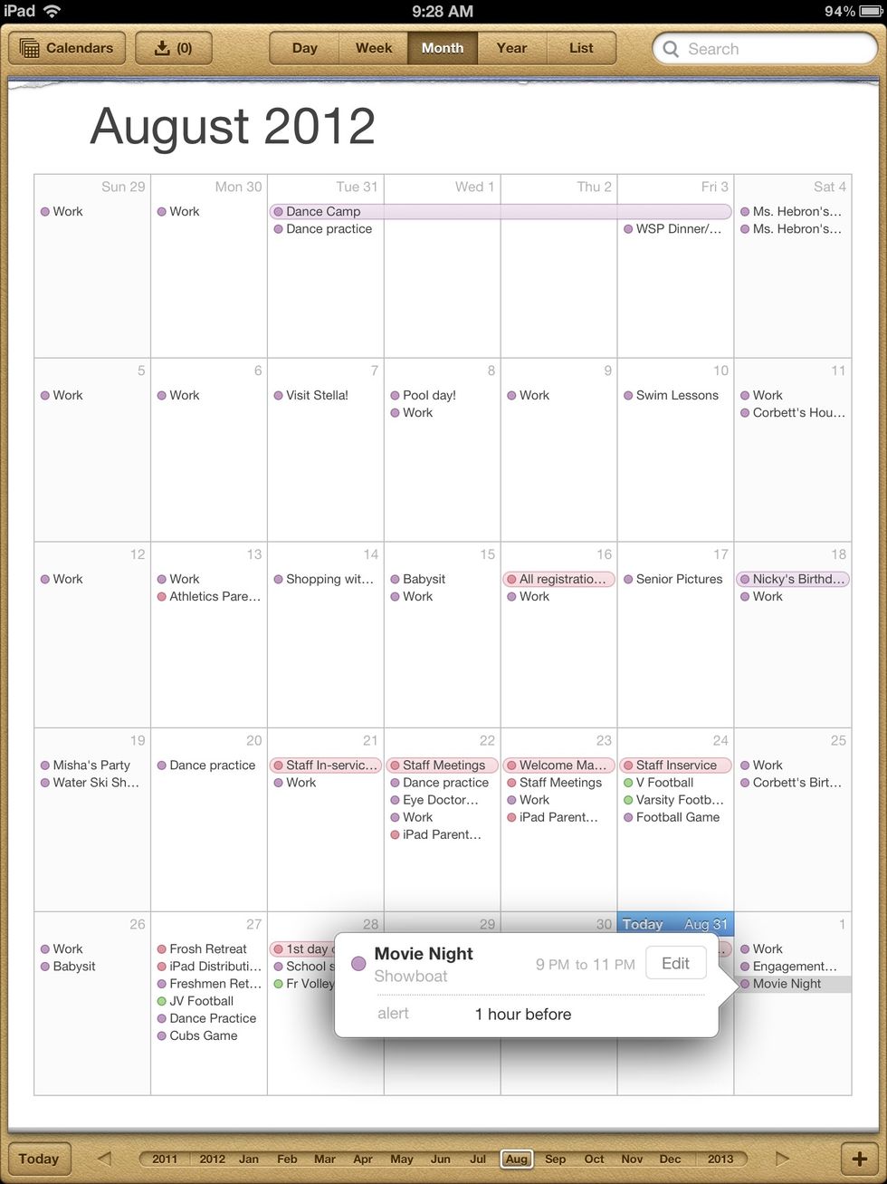 How to add a calendar event on the ipad B+C Guides