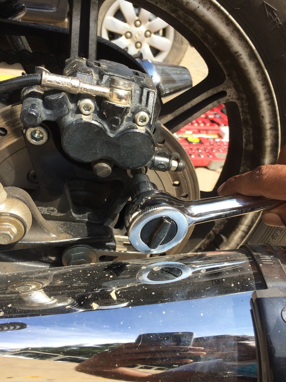 How to change rear brake pads on triumph bonneville B+C Guides