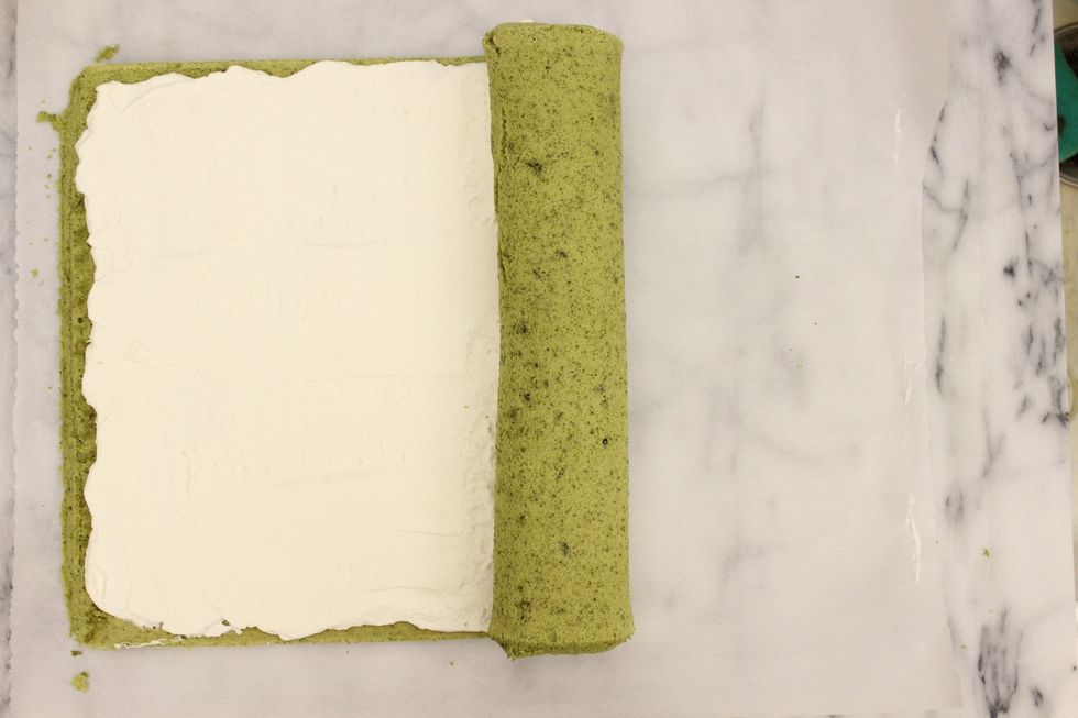 How to make a decorated matcha (green tea) cake roll B+C Guides