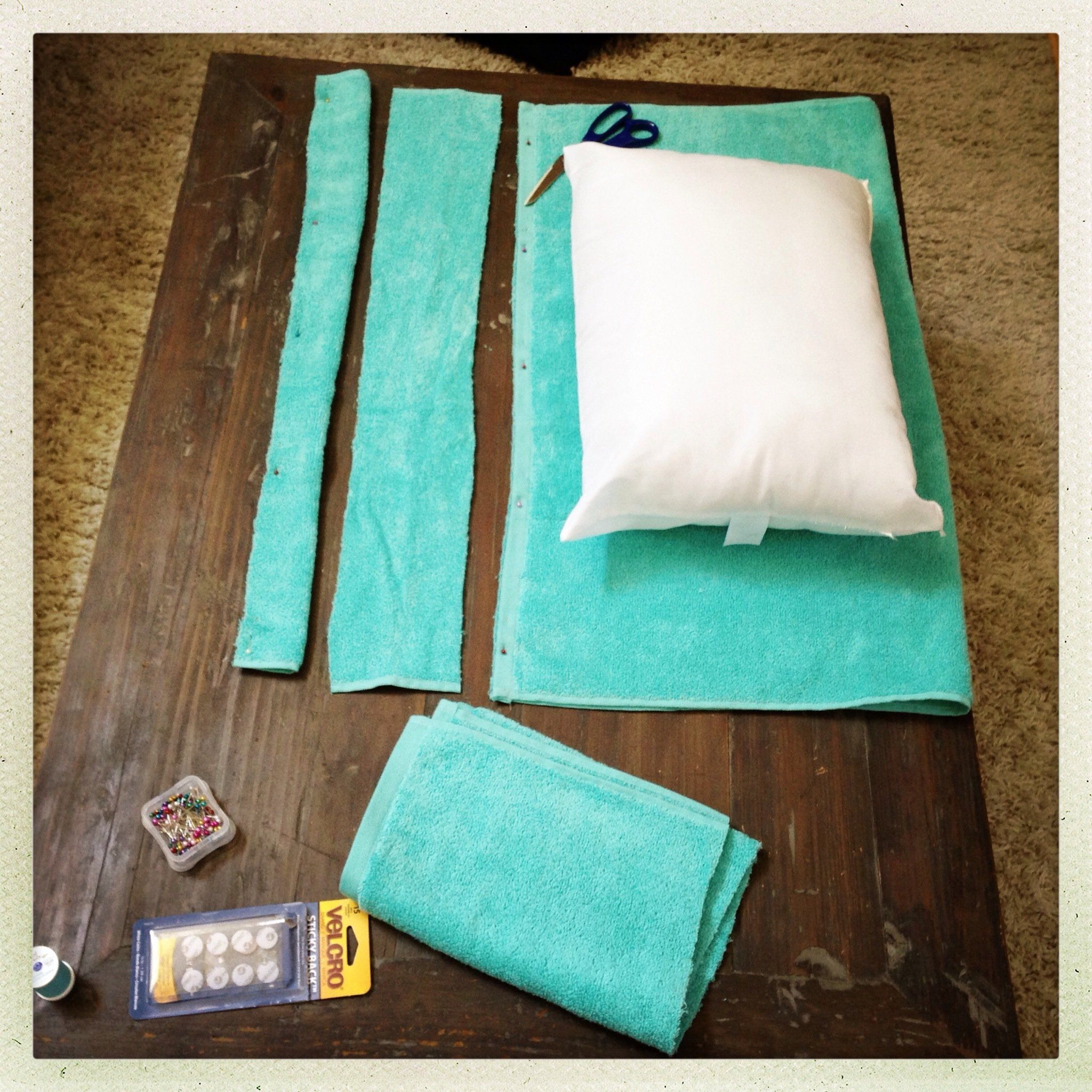 towel with straps and velcro
