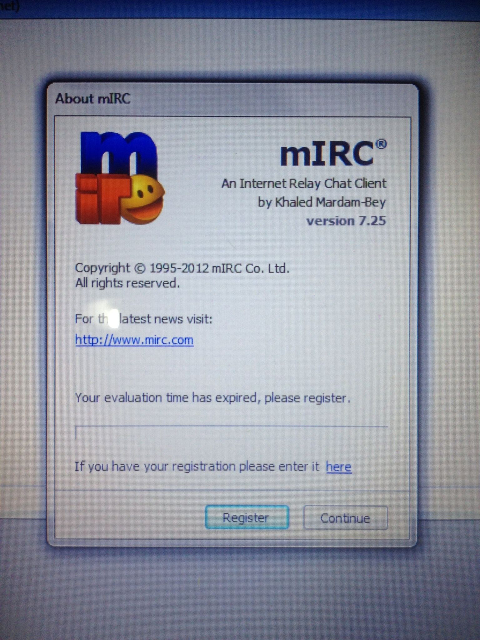 reset mirc trial registry